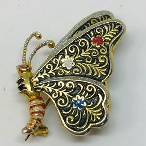 Damascene Butterfly Brooch